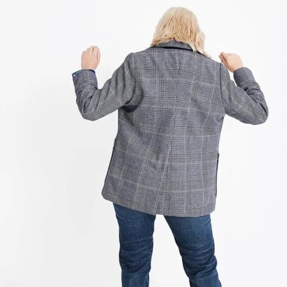 Madewell Dorset Wool Blazer in Blue Plaid Size Medium - Picture 3 of 8